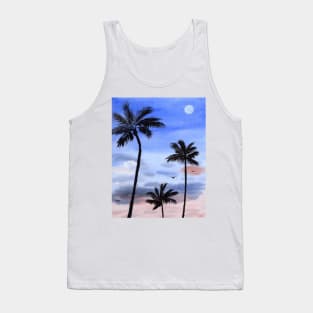 Palm Trees at Night Watercolor Art Tank Top